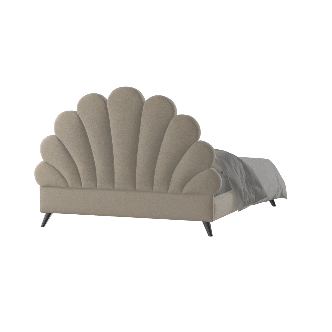 Evelina Curved Headboard Bed in Soft Upholstery