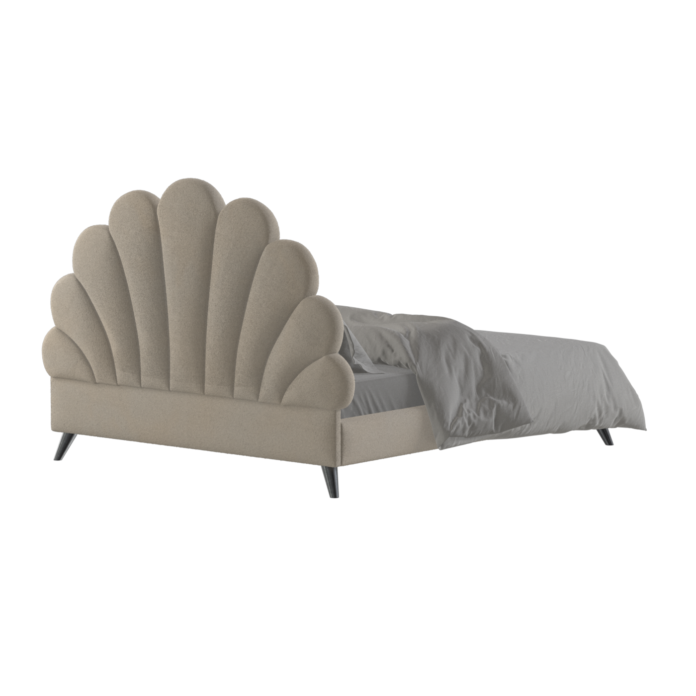 Evelina Curved Headboard Bed in Soft Upholstery
