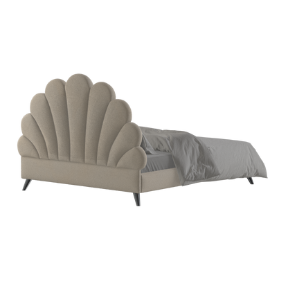 Evelina Curved Headboard Bed in Soft Upholstery