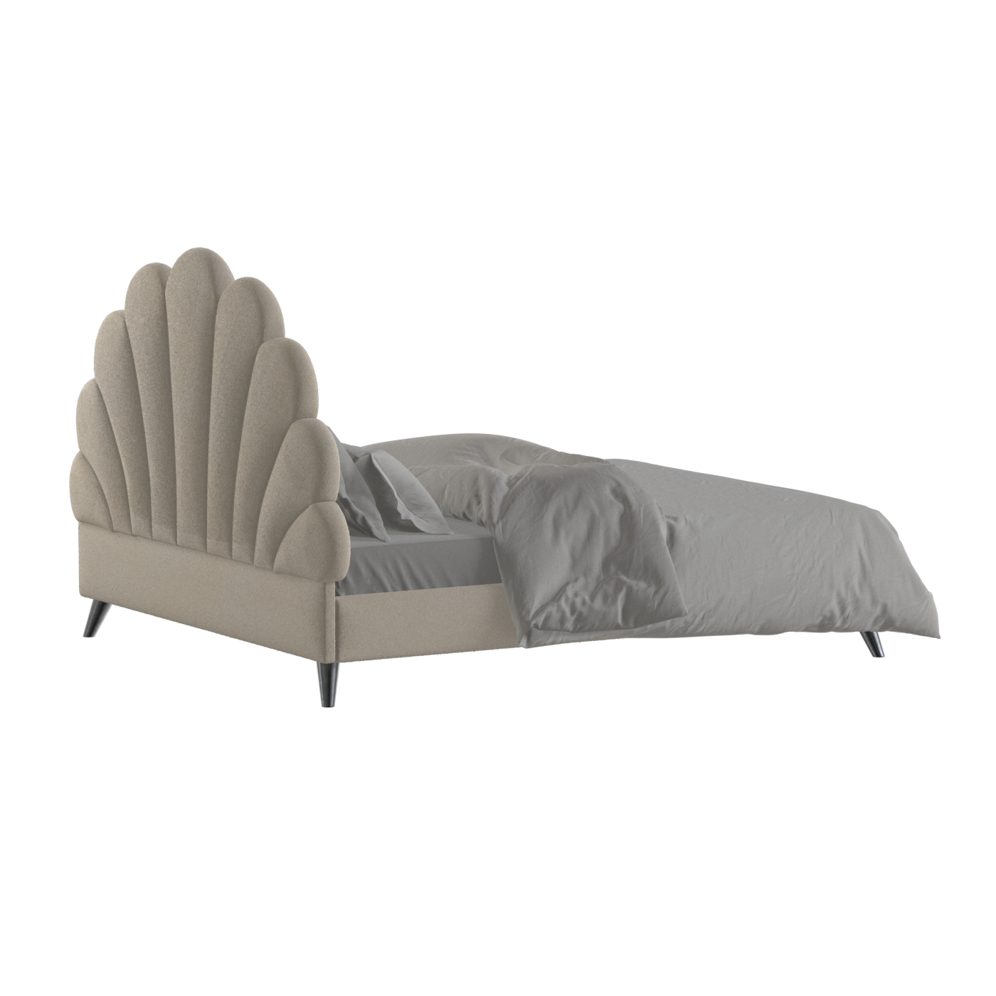Evelina Curved Headboard Bed in Soft Upholstery