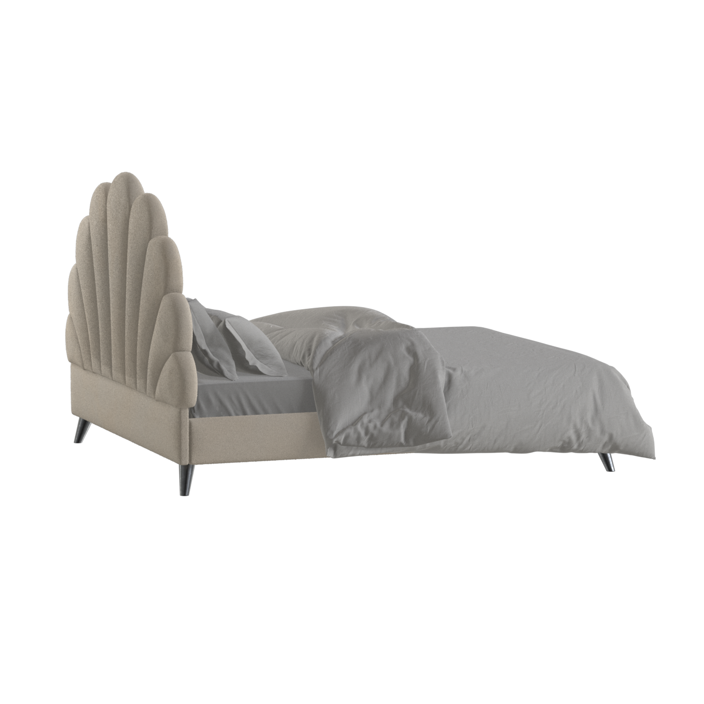 Evelina Curved Headboard Bed in Soft Upholstery
