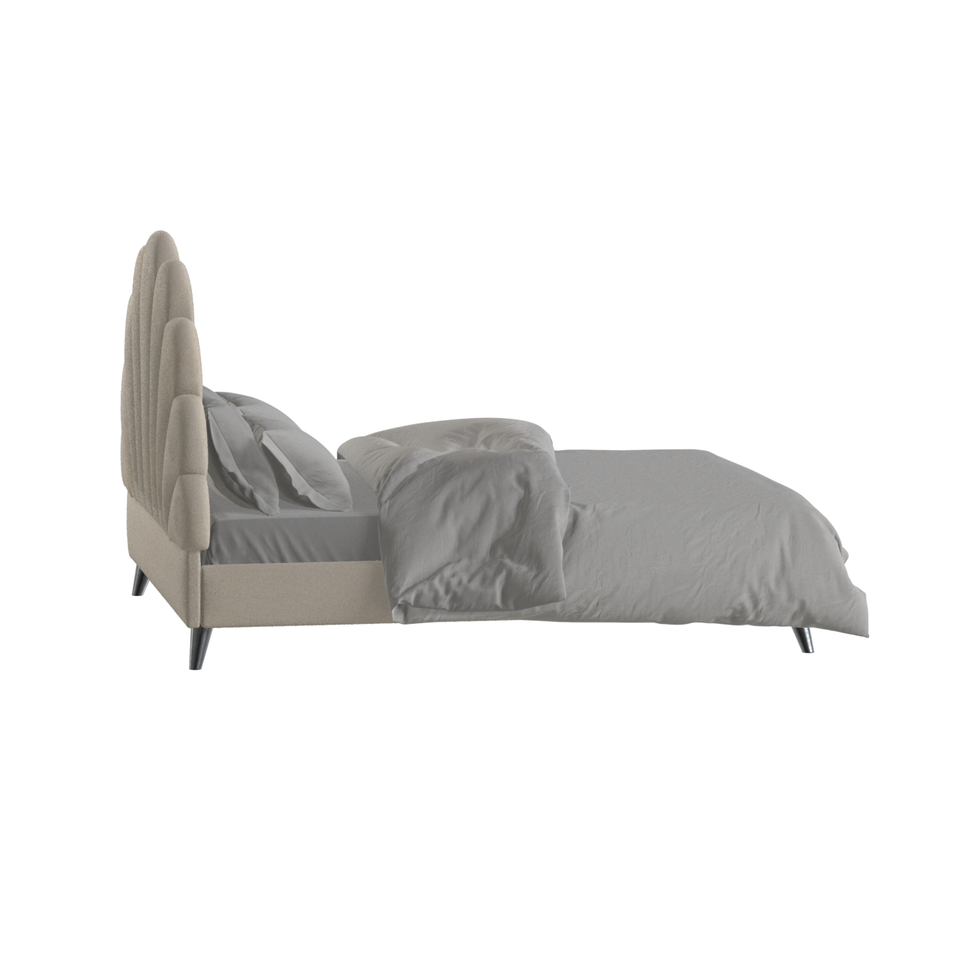 Evelina Curved Headboard Bed in Soft Upholstery