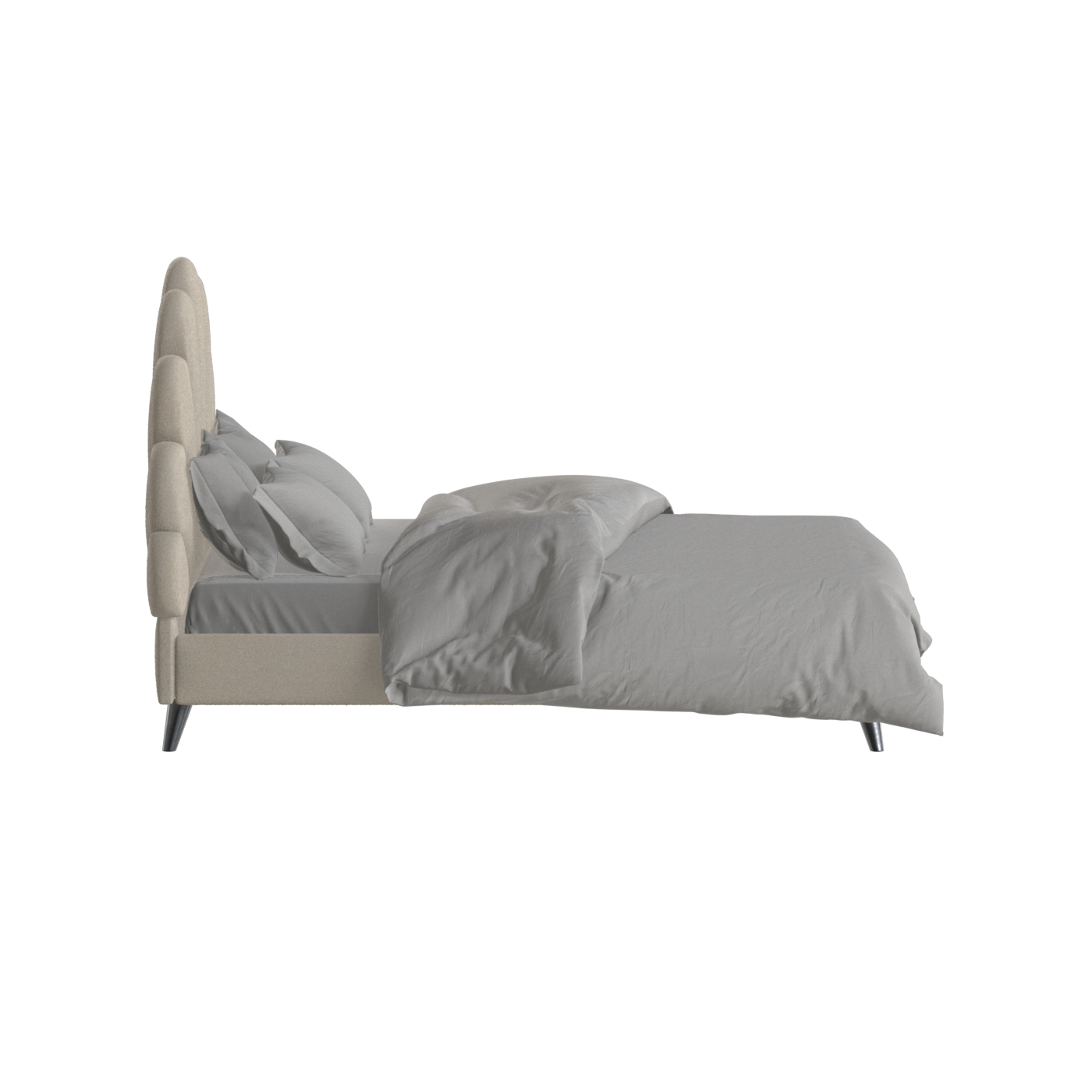 Evelina Curved Headboard Bed in Soft Upholstery