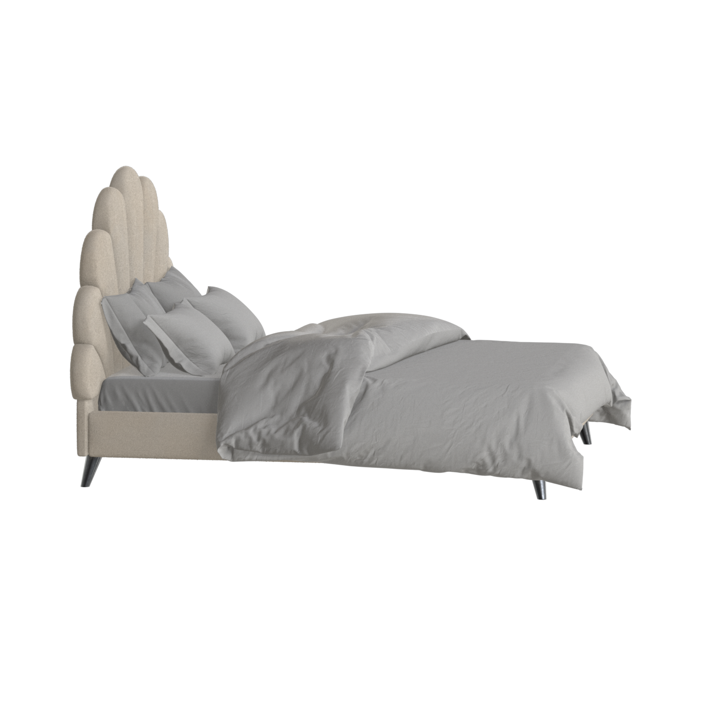 Evelina Curved Headboard Bed in Soft Upholstery
