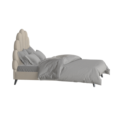Evelina Curved Headboard Bed in Soft Upholstery