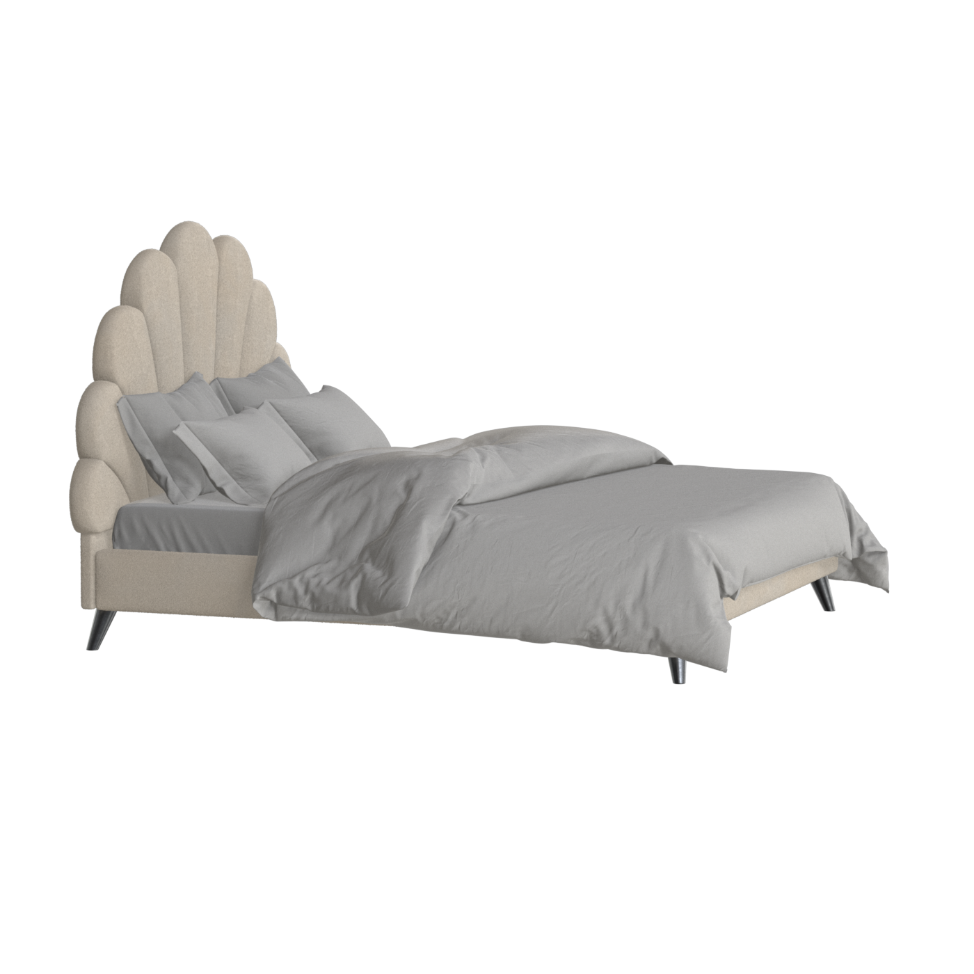 Evelina Curved Headboard Bed in Soft Upholstery