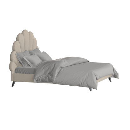 Evelina Curved Headboard Bed in Soft Upholstery