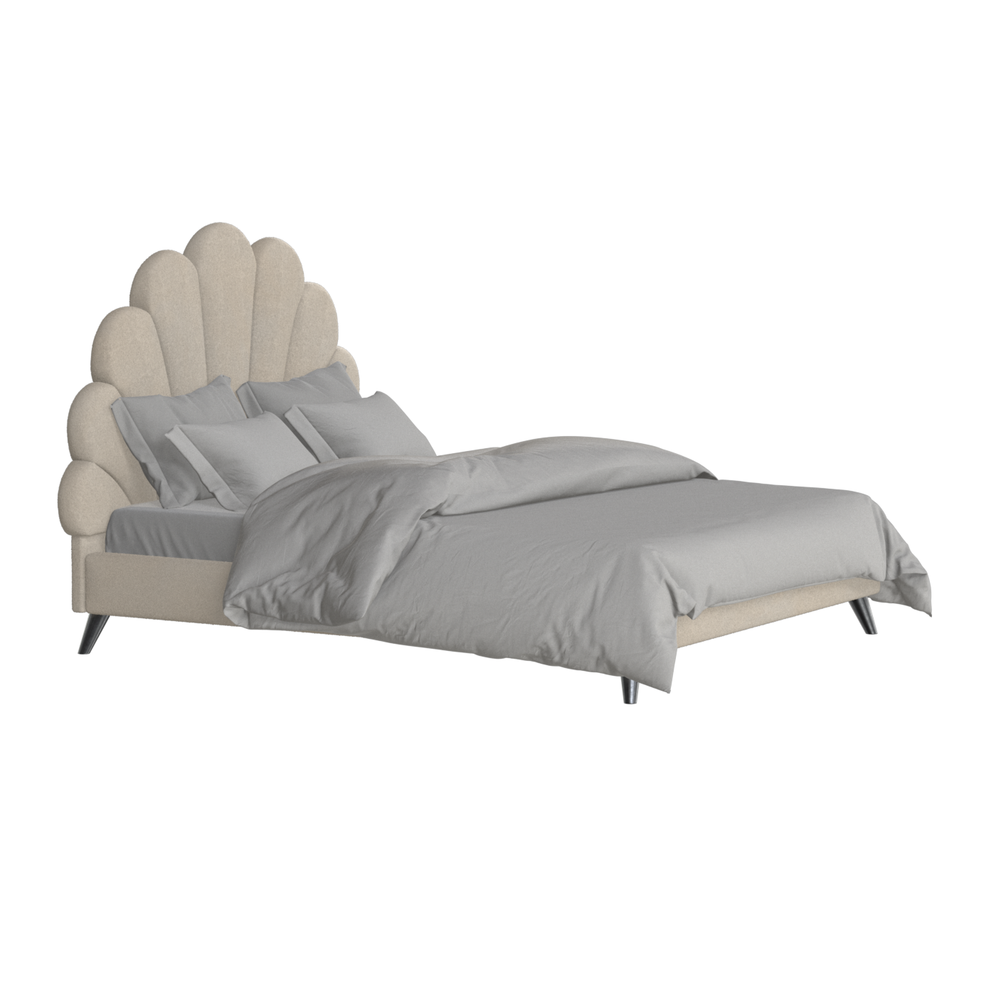 Evelina Curved Headboard Bed in Soft Upholstery