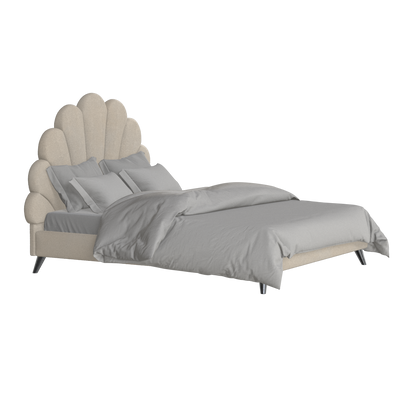 Evelina Curved Headboard Bed in Soft Upholstery