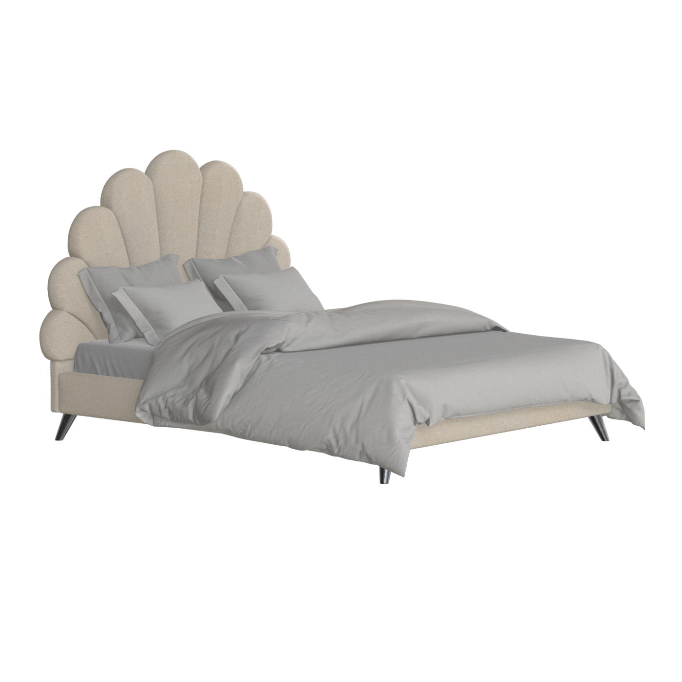 Evelina Curved Headboard Bed in Soft Upholstery
