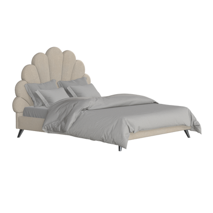 Evelina Curved Headboard Bed in Soft Upholstery