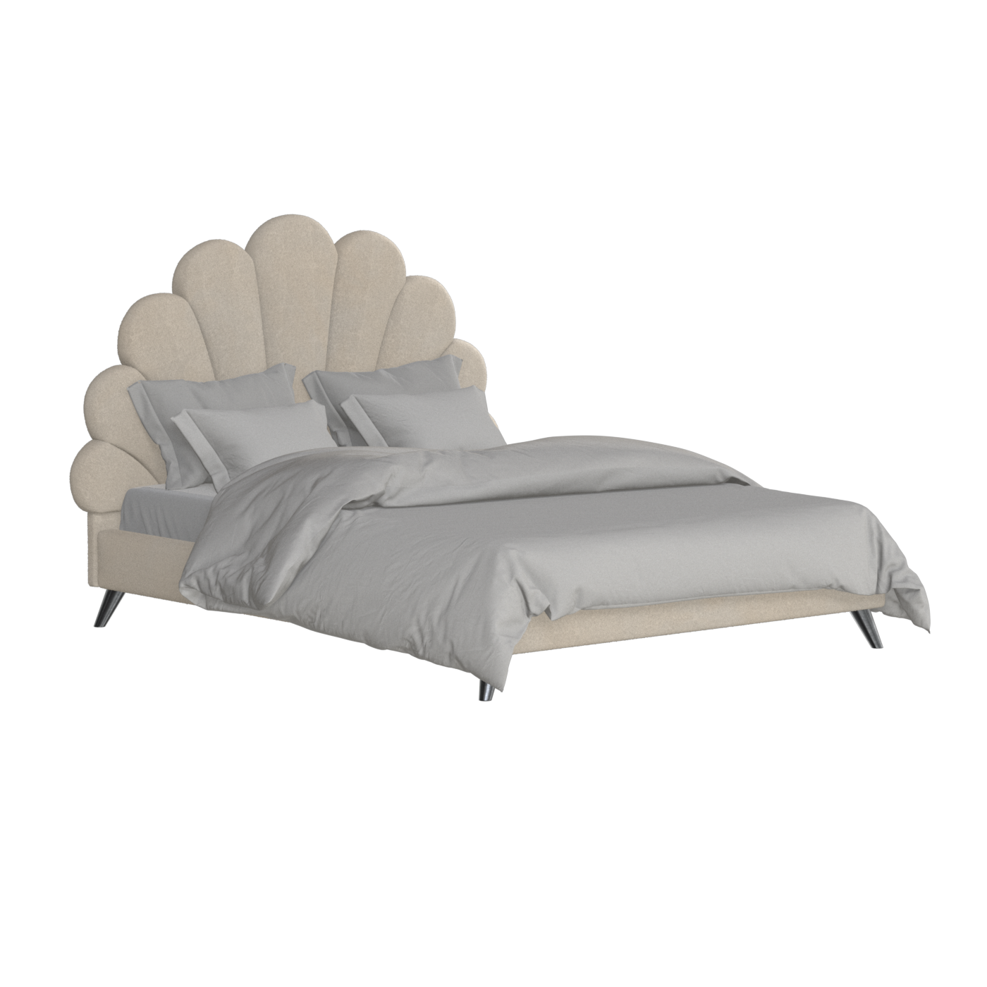 Evelina Curved Headboard Bed in Soft Upholstery