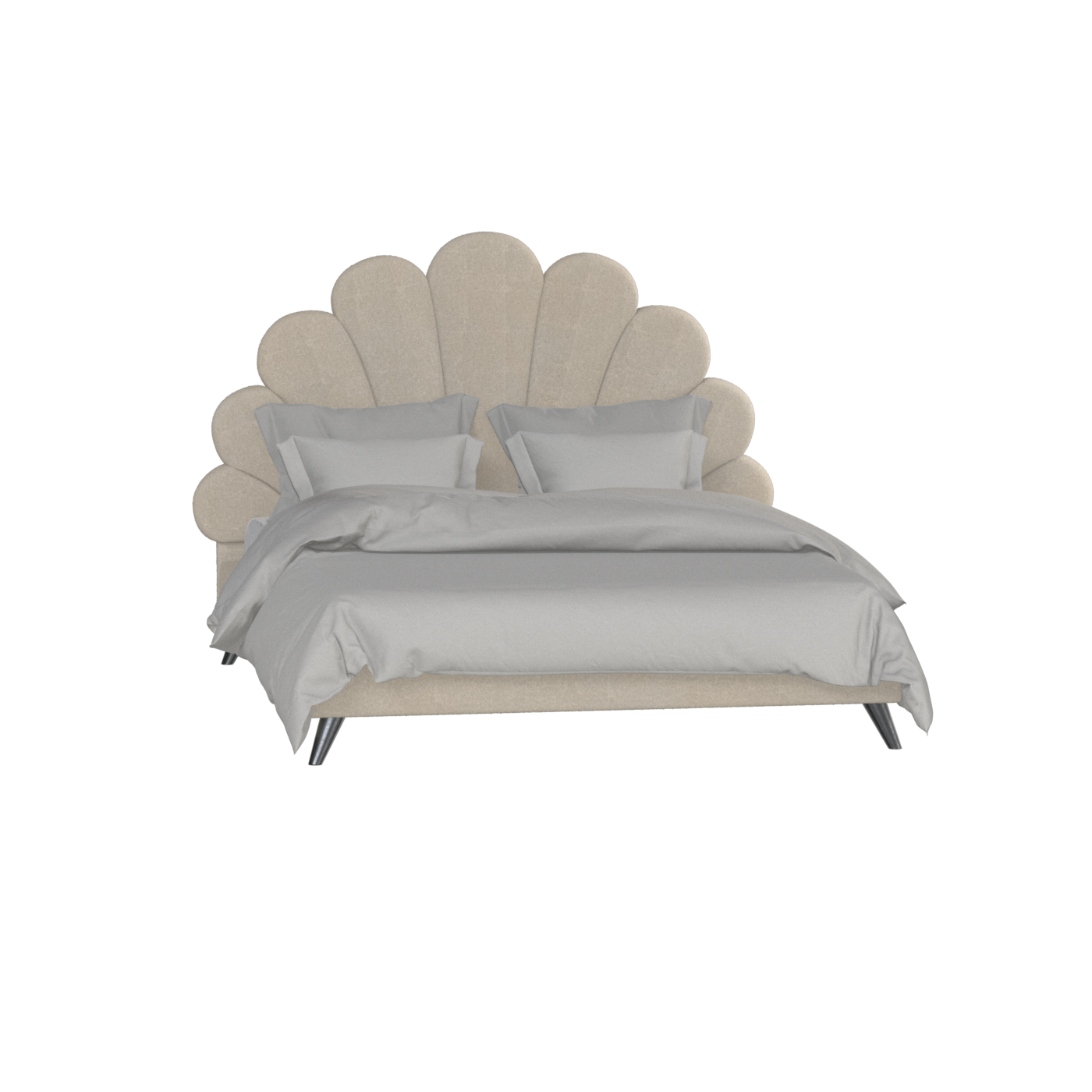 Evelina Curved Headboard Bed in Soft Upholstery