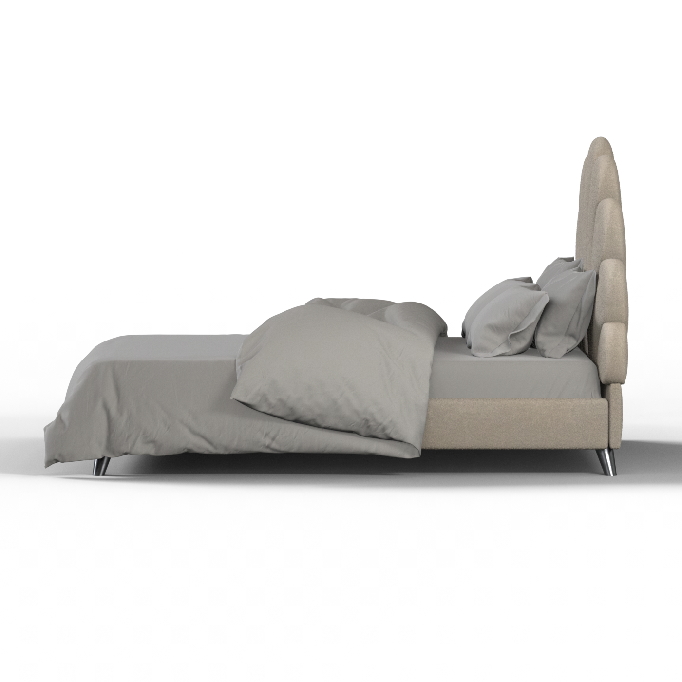 Evelina Curved Headboard Bed in Soft Upholstery
