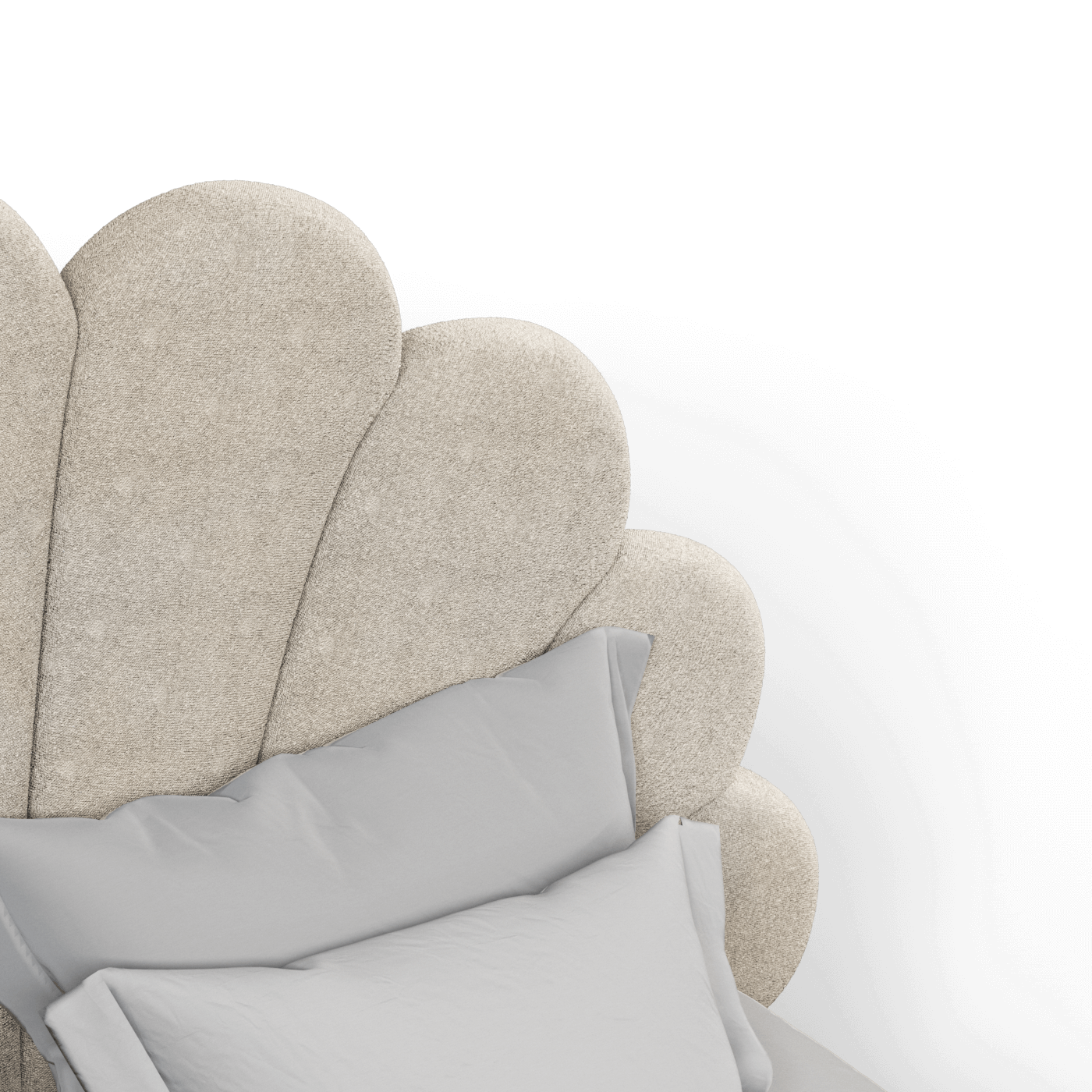 Evelina Curved Headboard Bed in Soft Upholstery