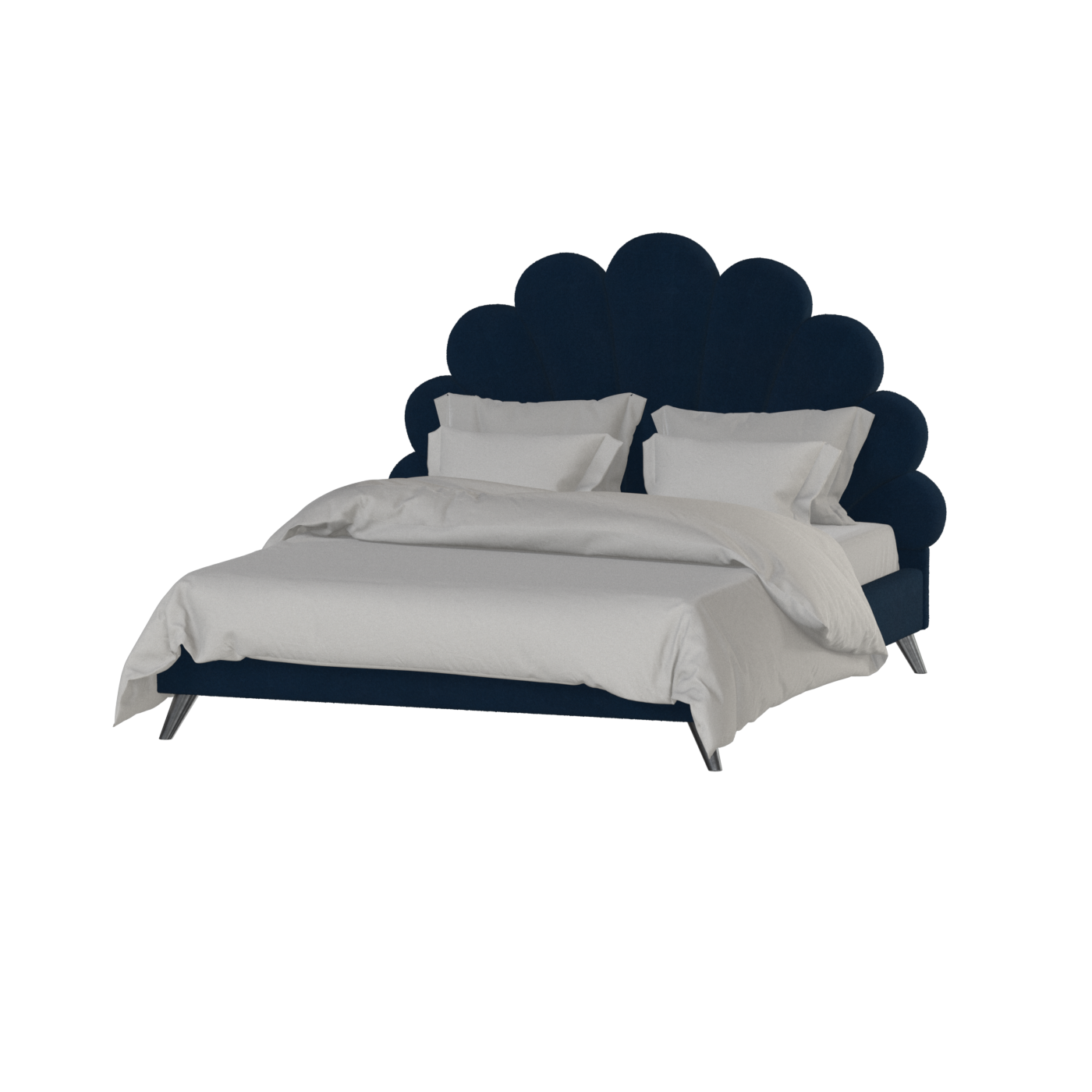 Evelina Curved Headboard Bed in Soft Upholstery