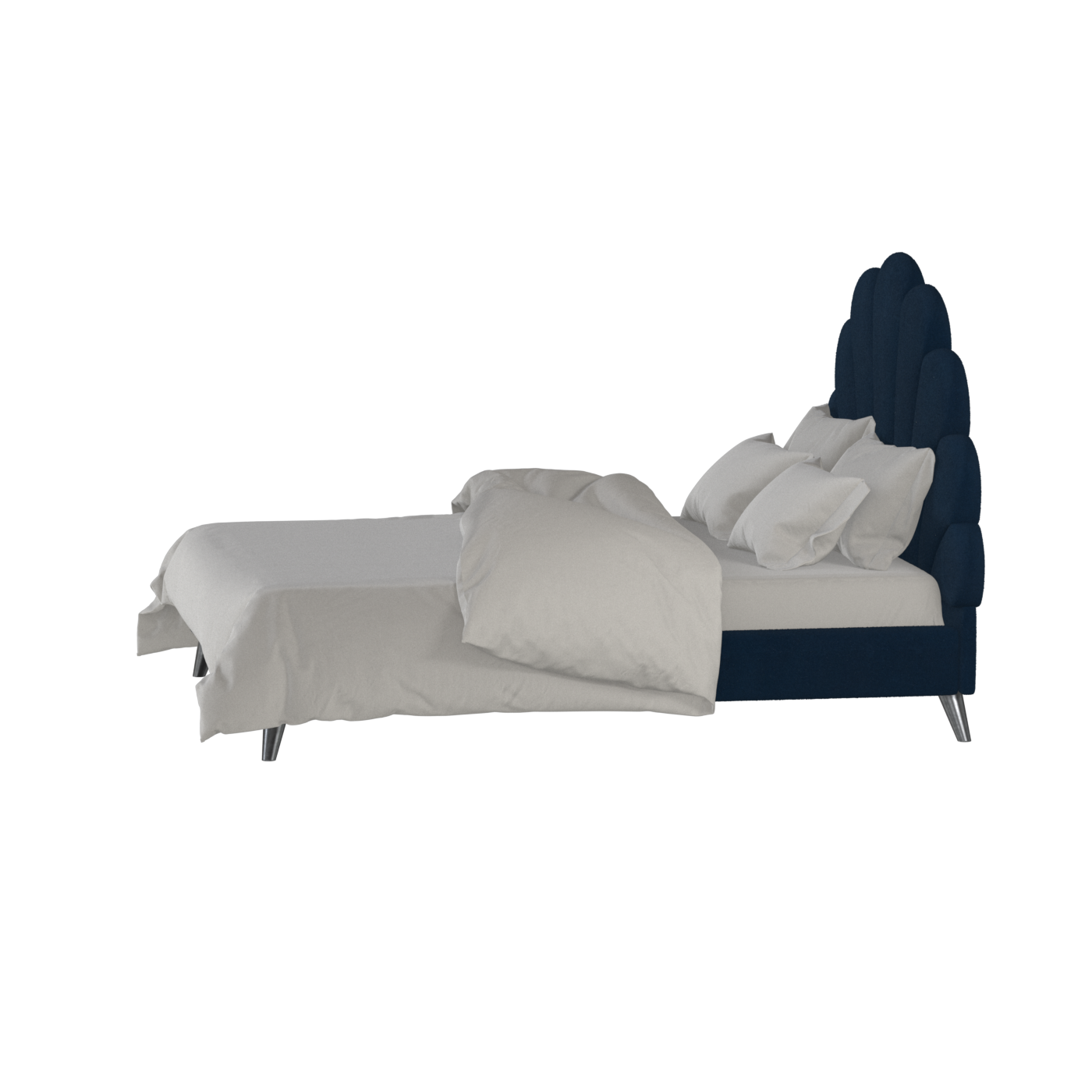 Evelina Curved Headboard Bed in Soft Upholstery