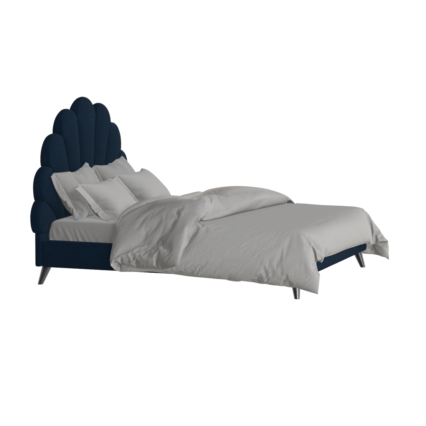 Evelina Curved Headboard Bed in Soft Upholstery