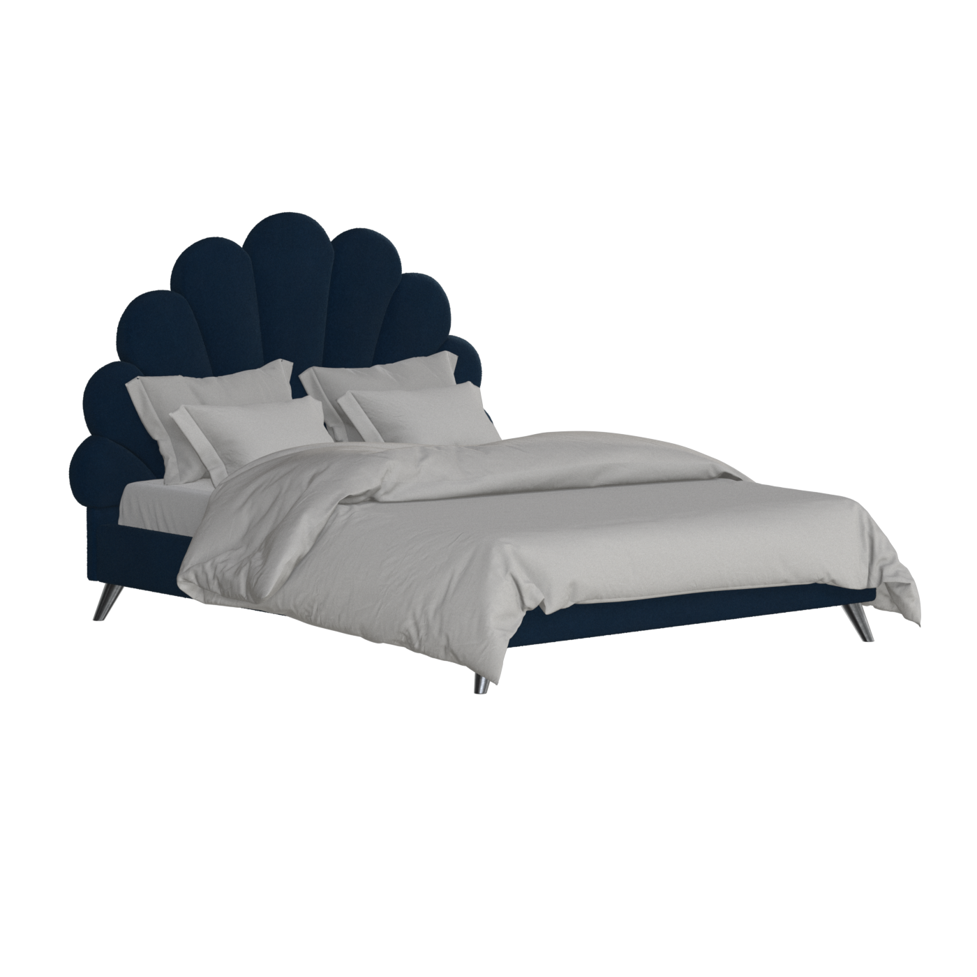 Evelina Curved Headboard Bed in Soft Upholstery