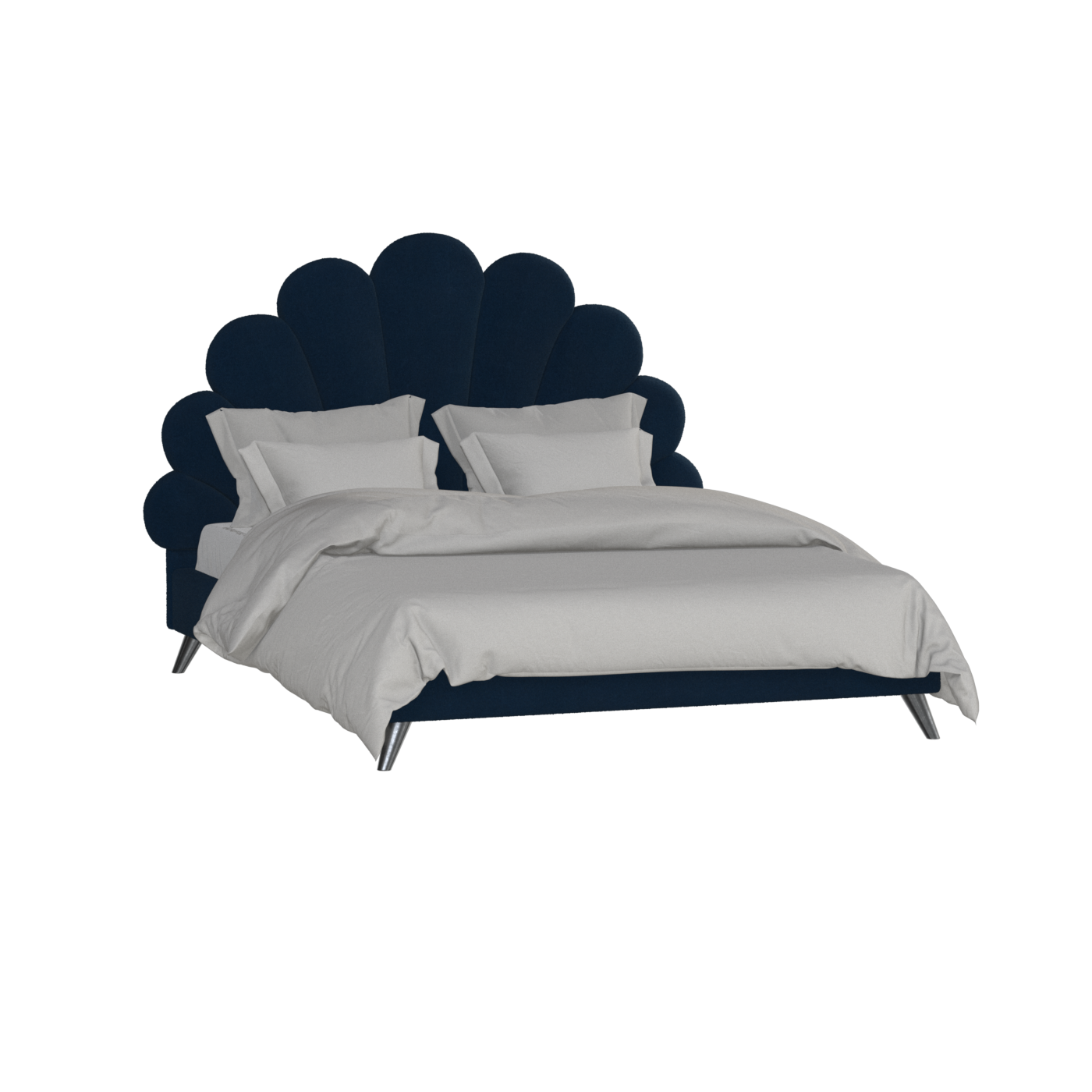 Evelina Curved Headboard Bed in Soft Upholstery