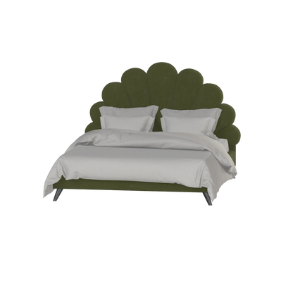 Evelina Curved Headboard Bed in Soft Upholstery