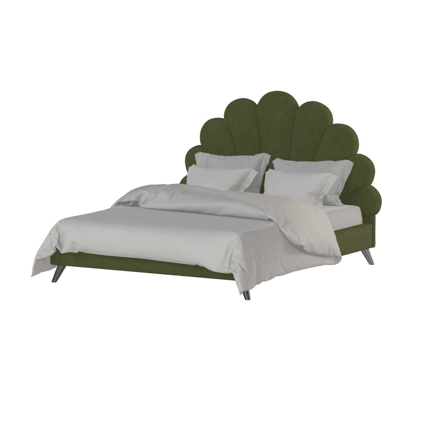 Evelina Curved Headboard Bed in Soft Upholstery