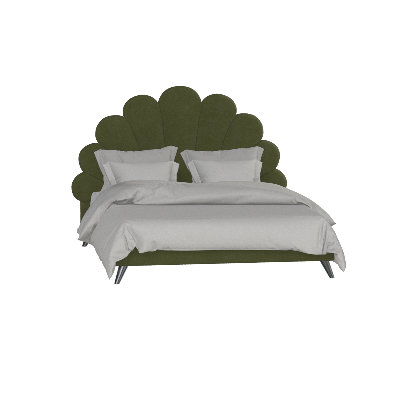 Evelina Curved Headboard Bed in Soft Upholstery