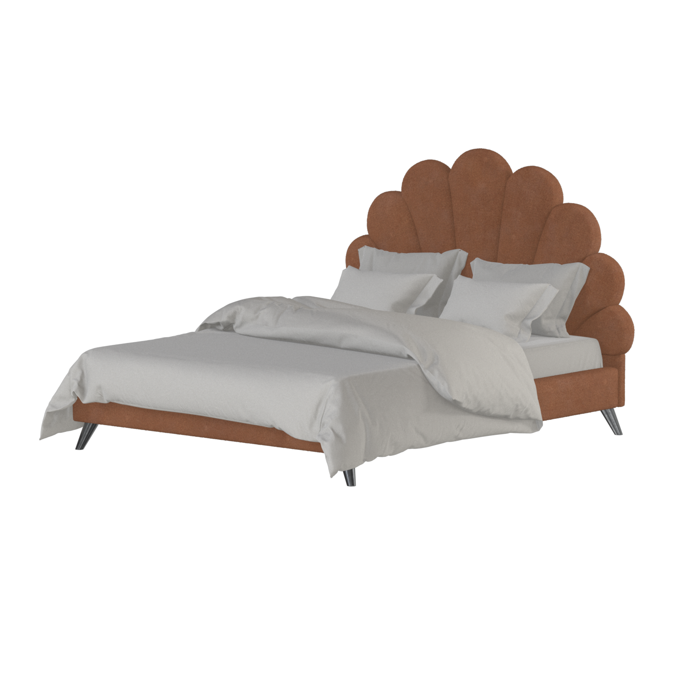 Evelina Curved Headboard Bed in Soft Upholstery