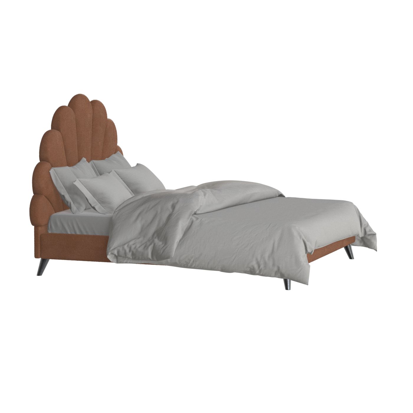 Evelina Curved Headboard Bed in Soft Upholstery