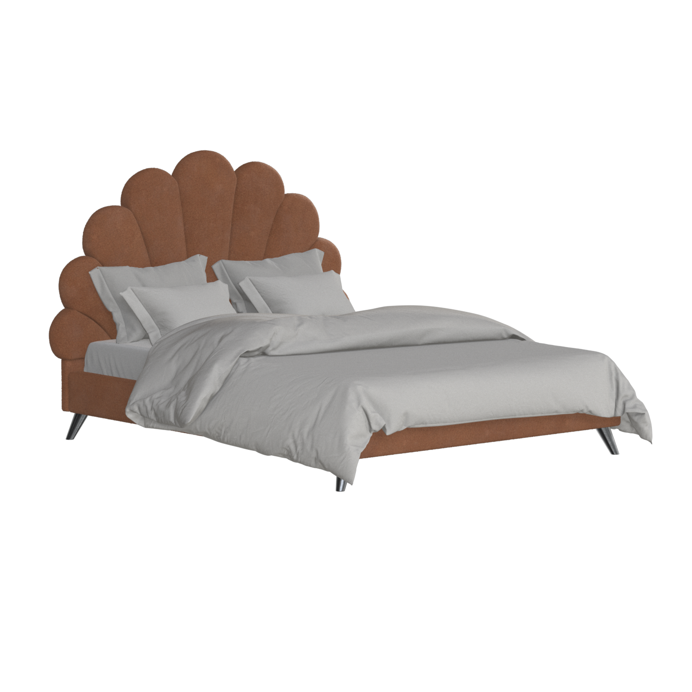 Evelina Curved Headboard Bed in Soft Upholstery