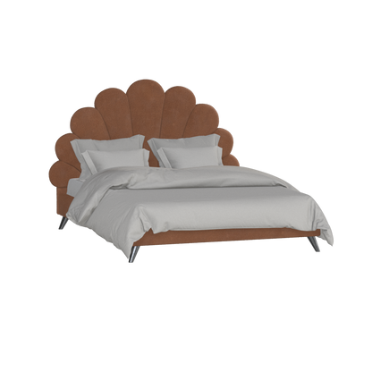 Evelina Curved Headboard Bed in Soft Upholstery