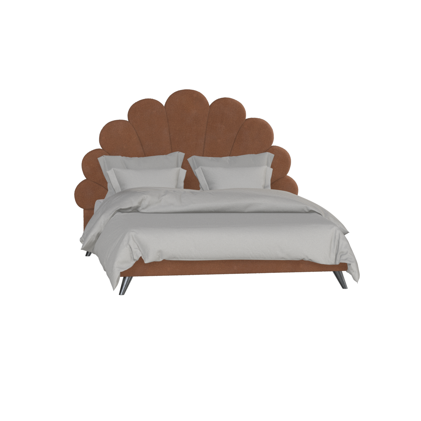 Evelina Curved Headboard Bed in Soft Upholstery