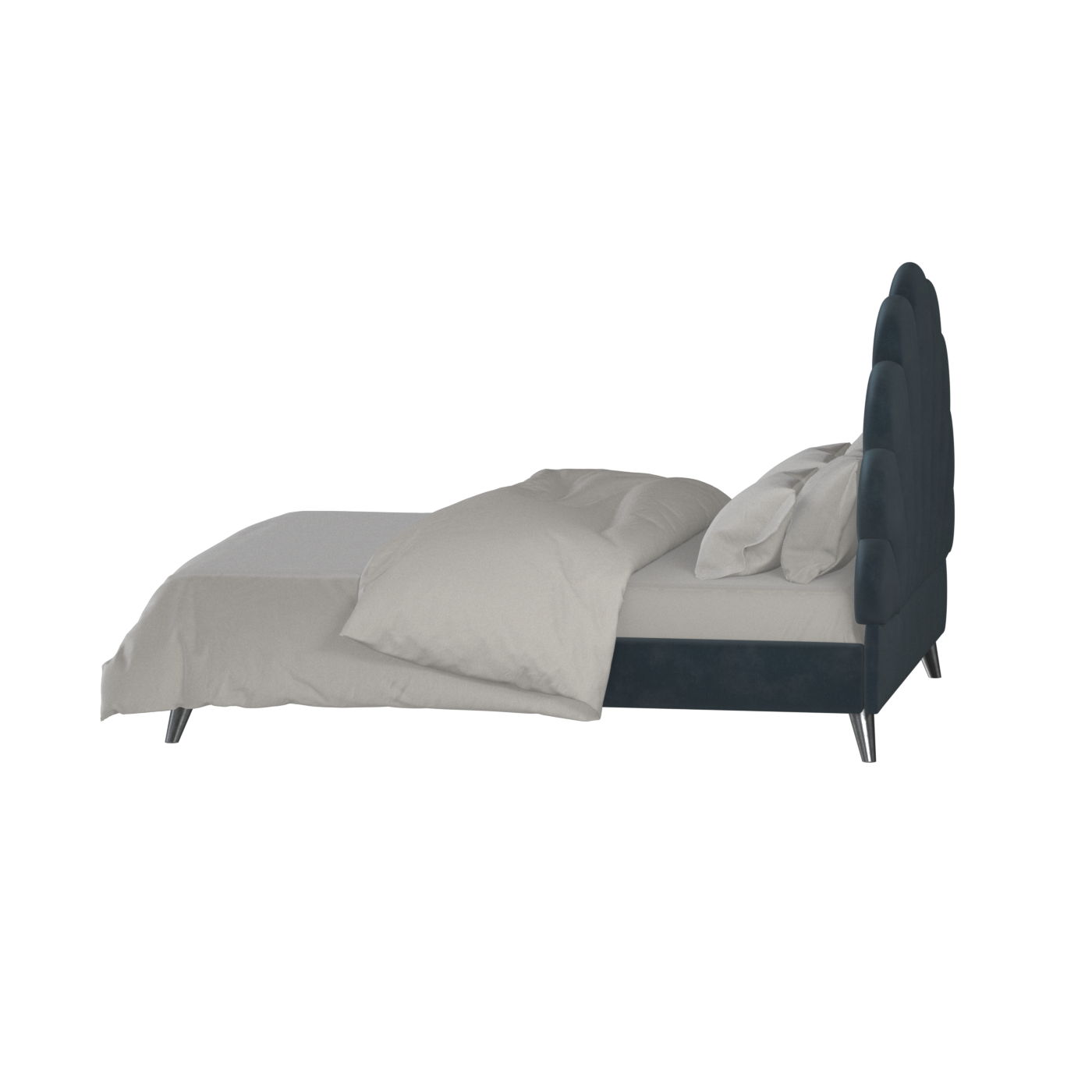 Evelina Curved Headboard Bed in Soft Upholstery