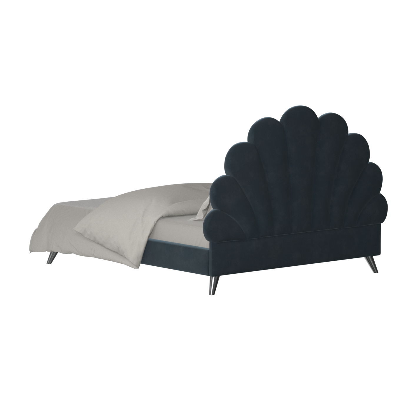 Evelina Curved Headboard Bed in Soft Upholstery