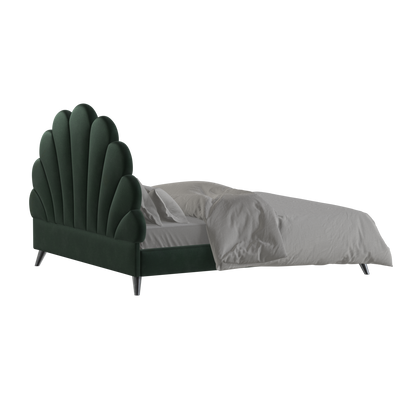 Lit Evelina à tête de lit courbée et rembourrage moelleux 