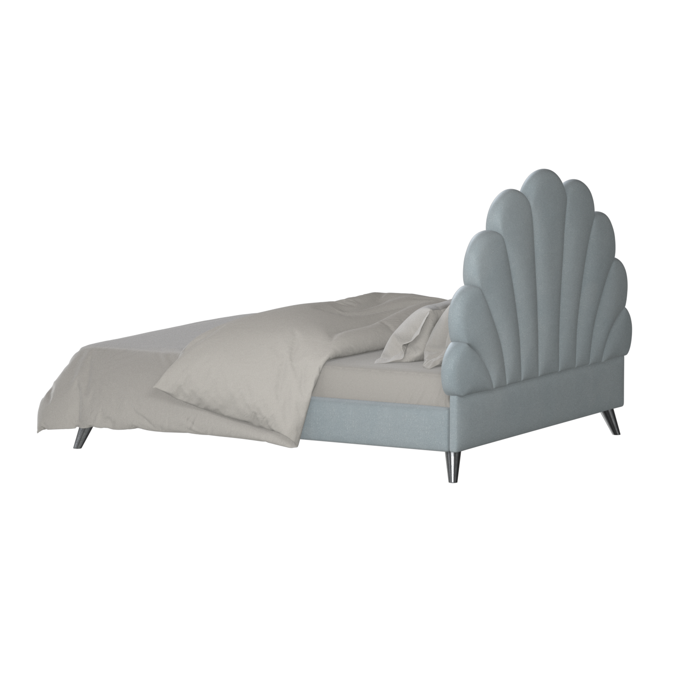 Evelina Curved Headboard Bed in Soft Upholstery