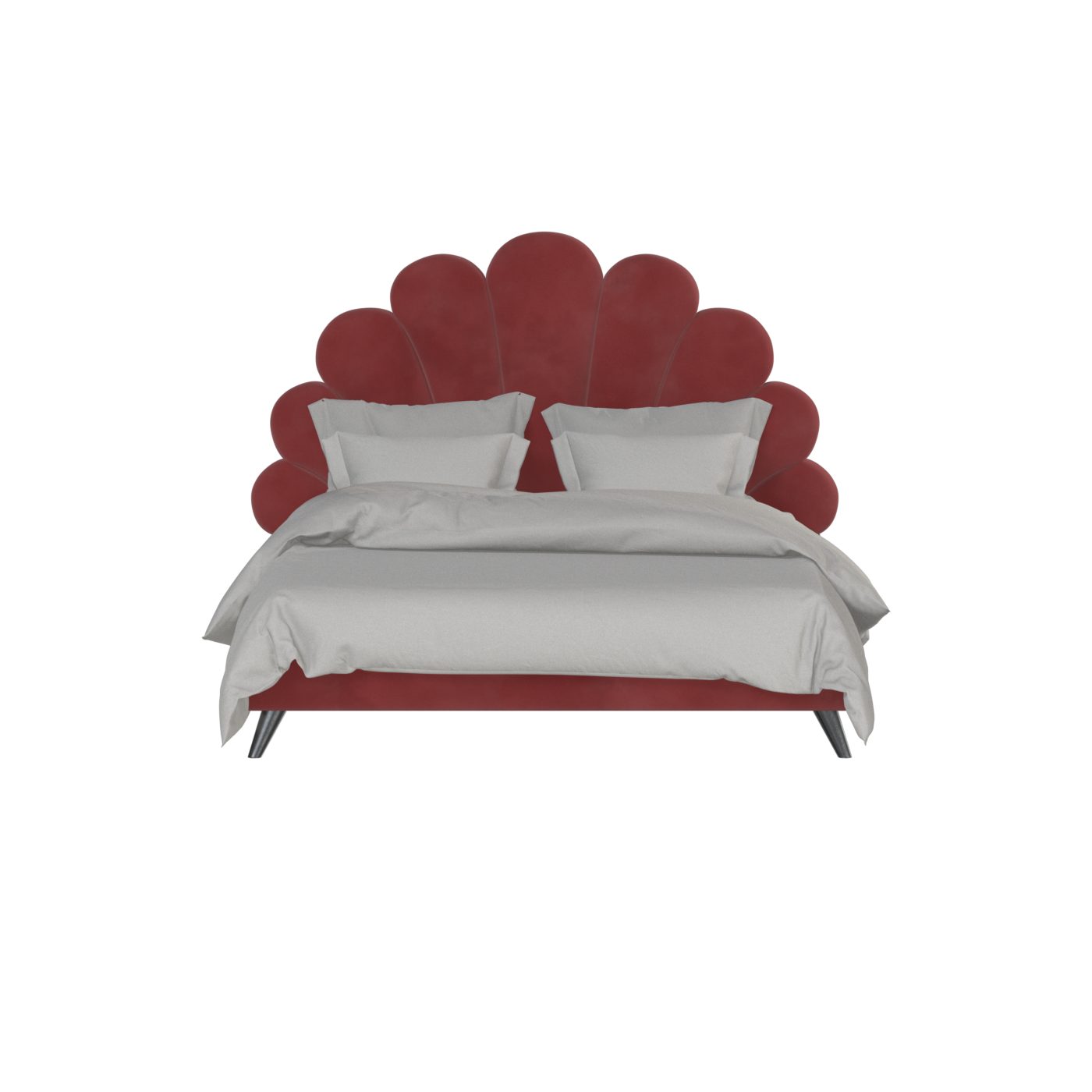 Evelina Curved Headboard Bed in Soft Upholstery