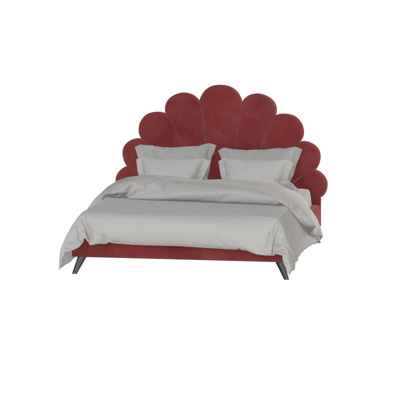 Evelina Curved Headboard Bed in Soft Upholstery