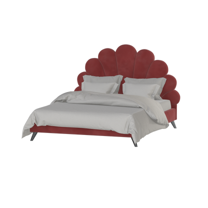 Evelina Curved Headboard Bed in Soft Upholstery