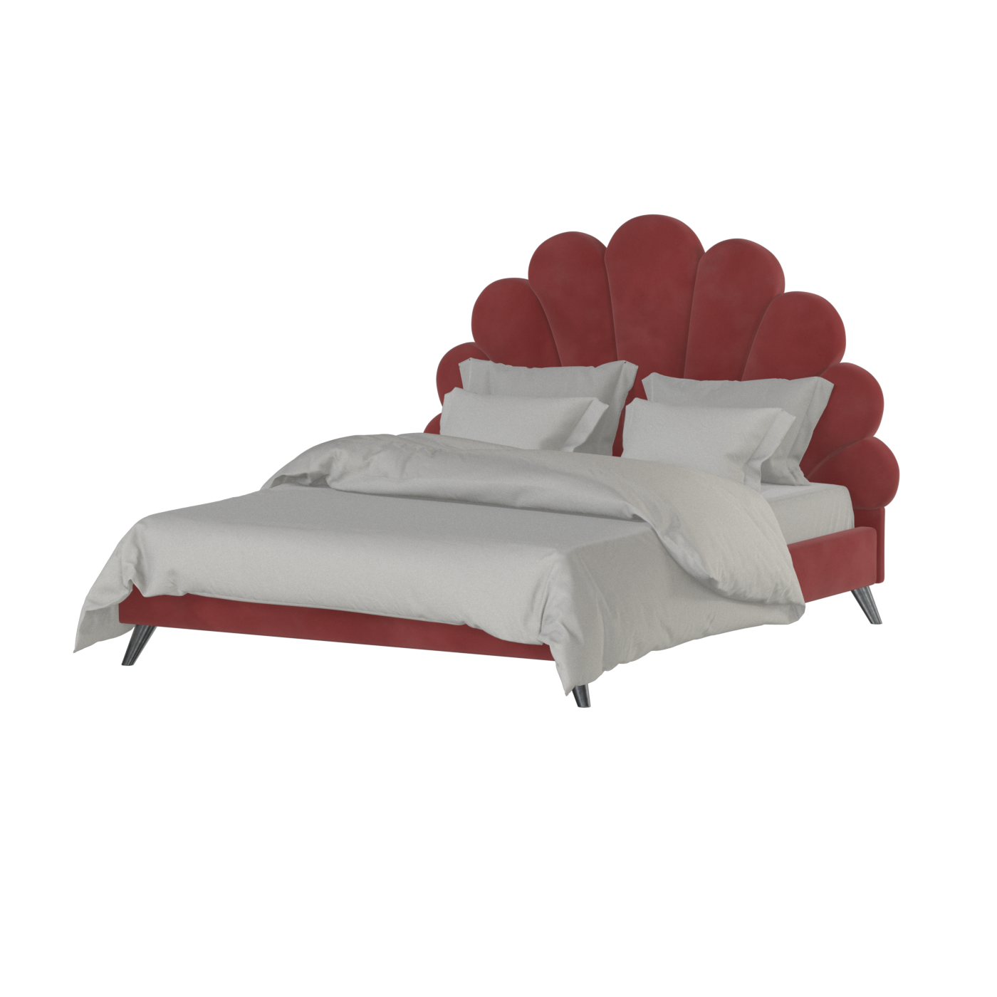 Evelina Curved Headboard Bed in Soft Upholstery
