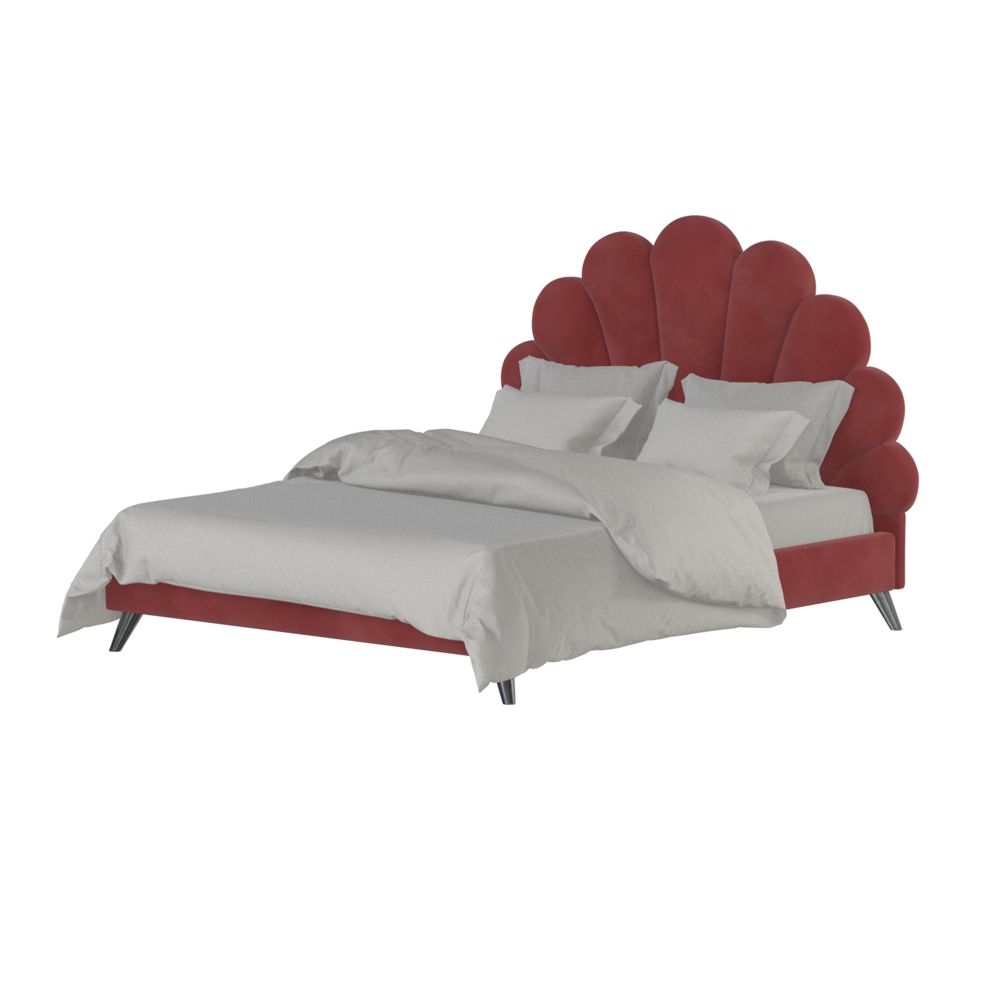 Evelina Curved Headboard Bed in Soft Upholstery