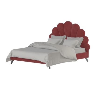 Evelina Curved Headboard Bed in Soft Upholstery