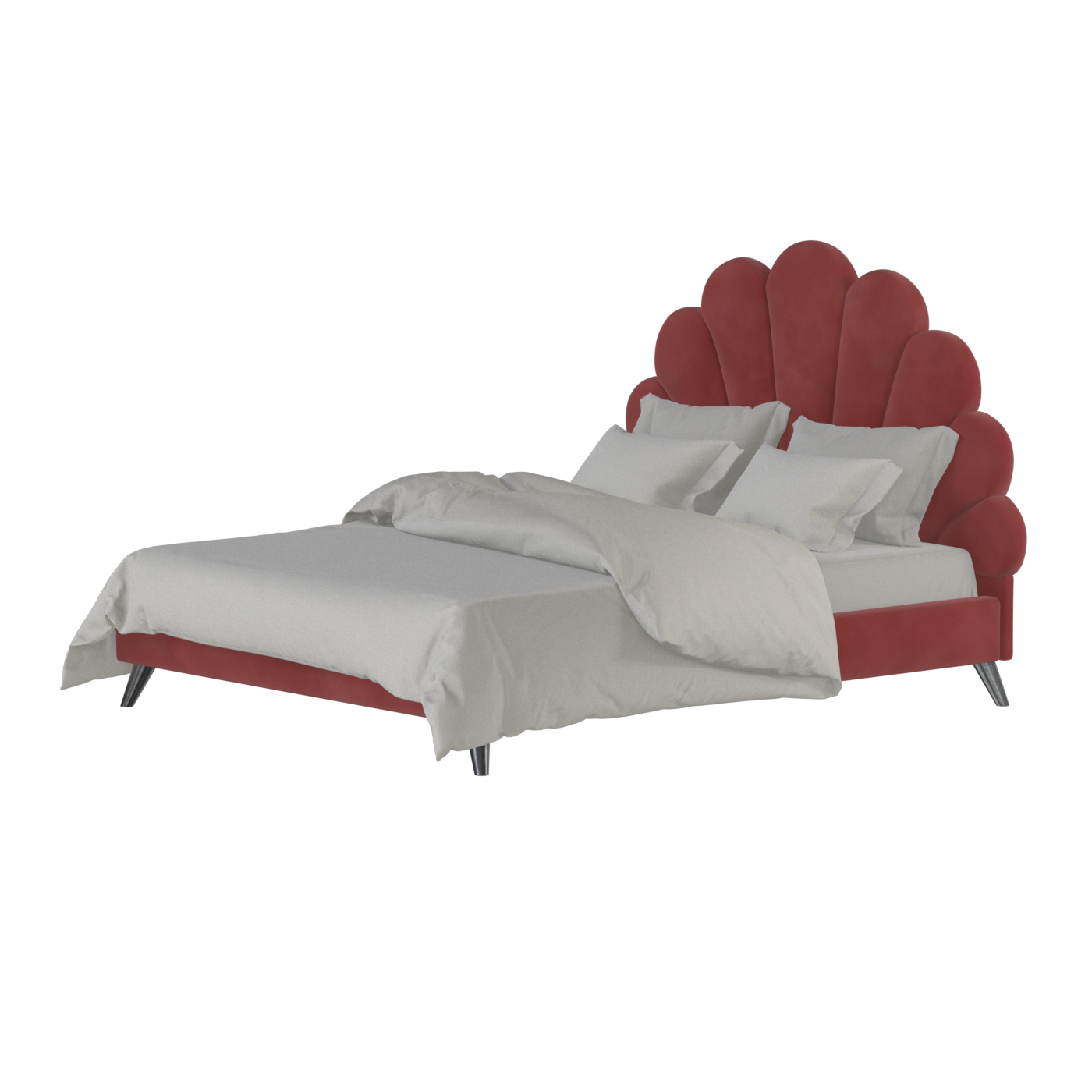 Evelina Curved Headboard Bed in Soft Upholstery