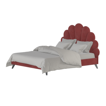 Evelina Curved Headboard Bed in Soft Upholstery