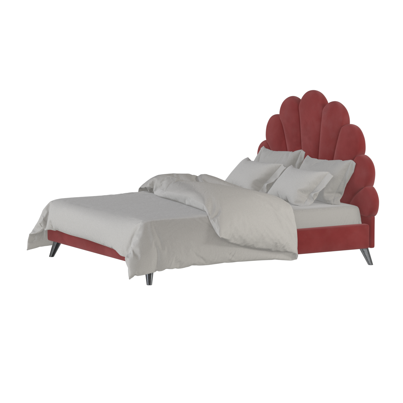 Evelina Curved Headboard Bed in Soft Upholstery