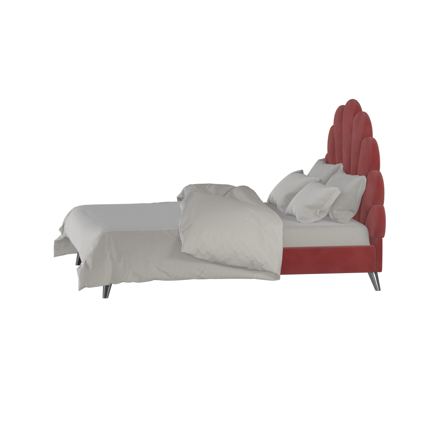 Evelina Curved Headboard Bed in Soft Upholstery