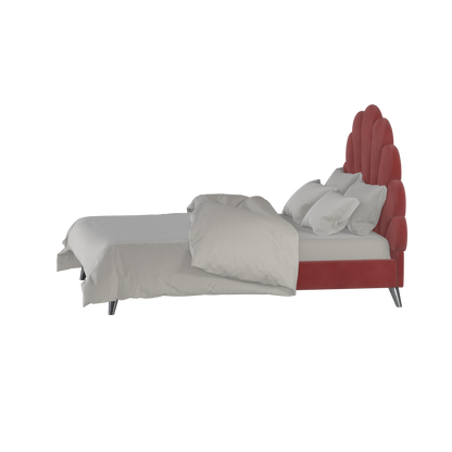 Evelina Curved Headboard Bed in Soft Upholstery