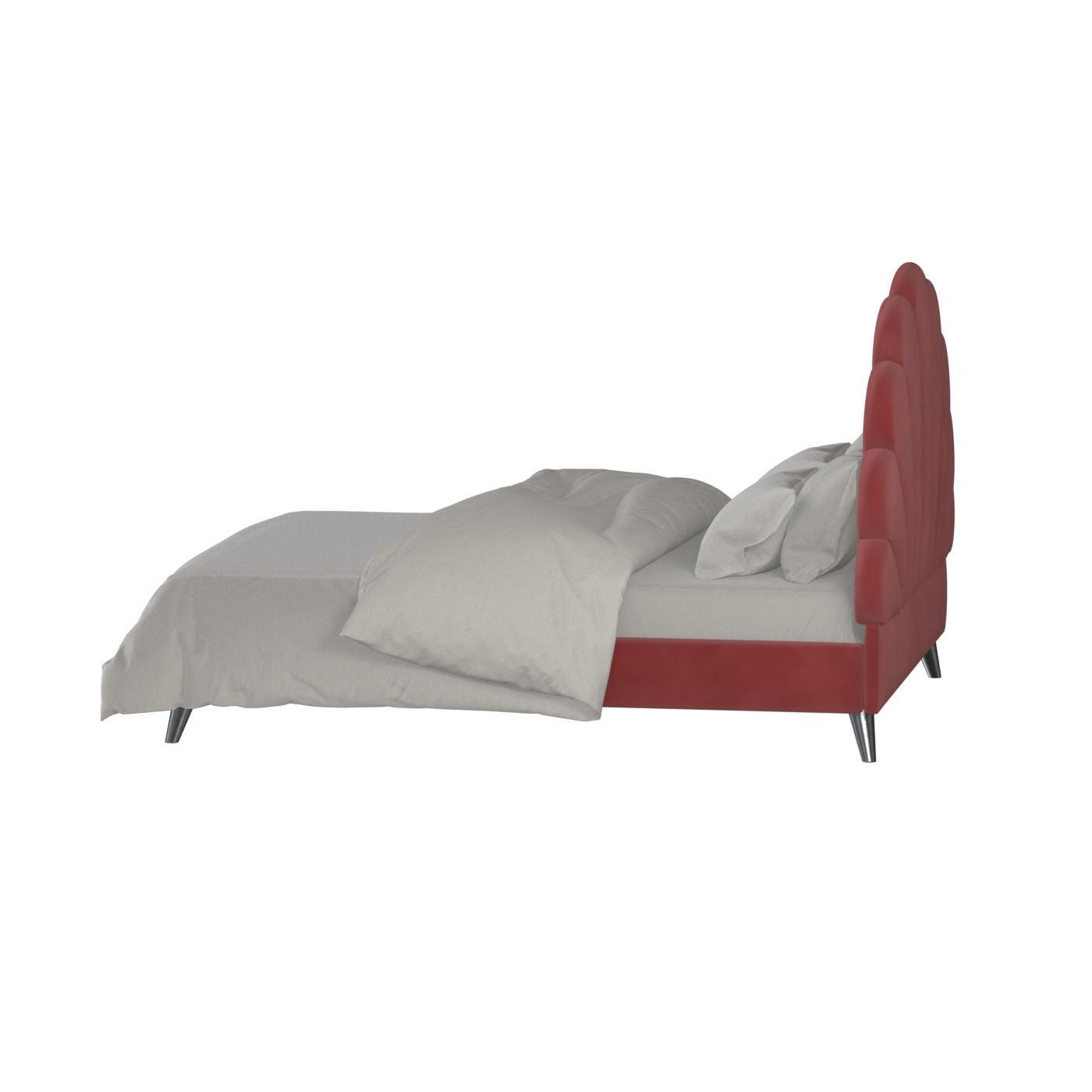 Evelina Curved Headboard Bed in Soft Upholstery