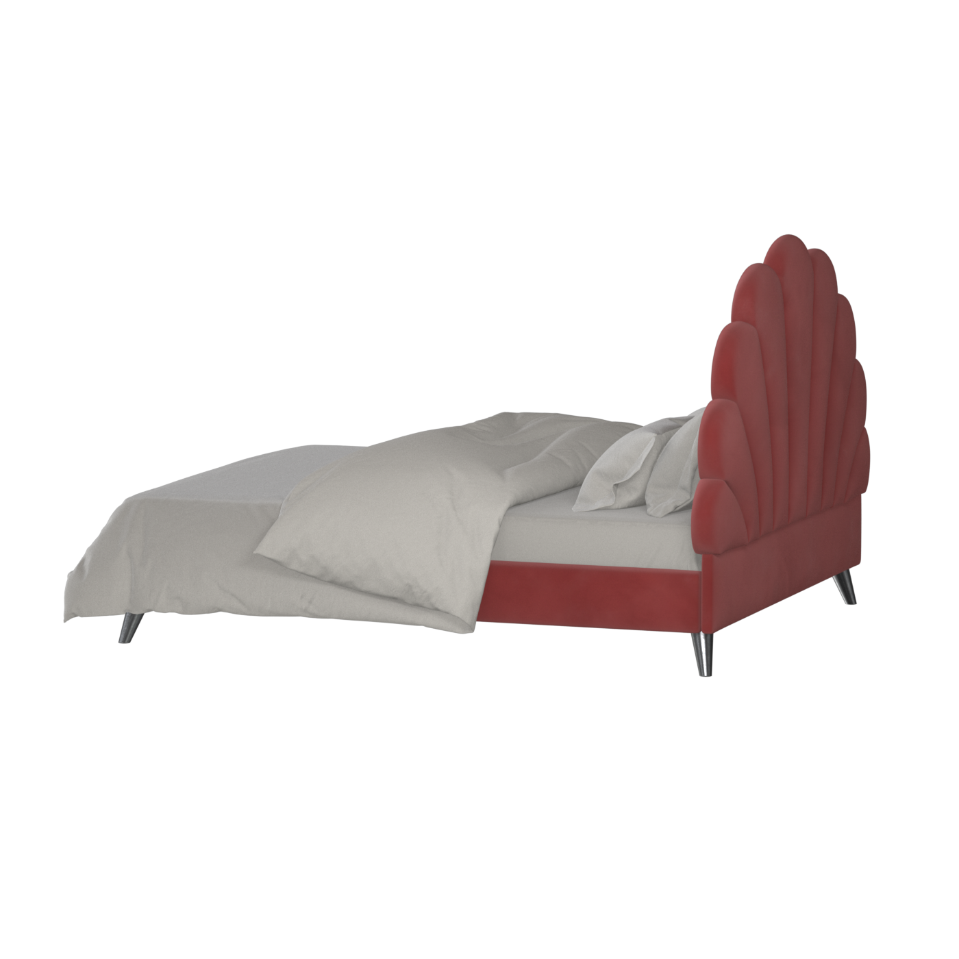 Evelina Curved Headboard Bed in Soft Upholstery