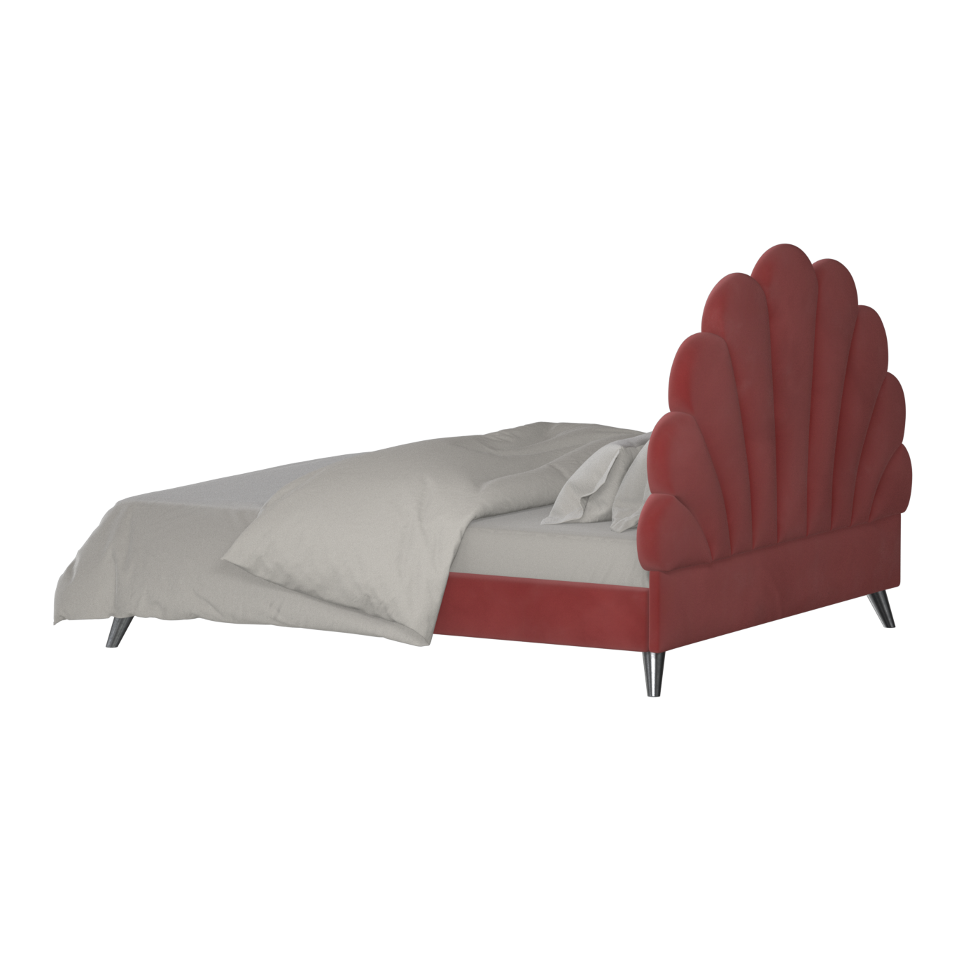 Evelina Curved Headboard Bed in Soft Upholstery